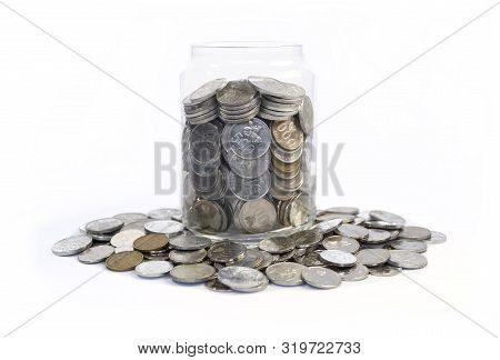 Saving Idr Coins In The Glass Bottle Jar For Finance Investment Or Charity