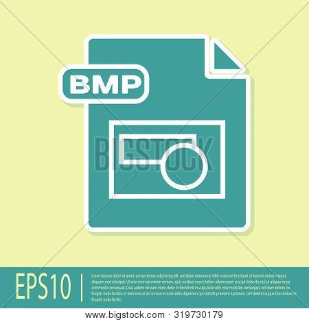 Green Bmp File Document. Download Bmp Button Icon Isolated On Yellow Background. Bmp File Symbol. Ve