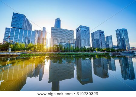 Architectural Landscape Of The Southern Business District Of Ningbo, Zhejiang, China