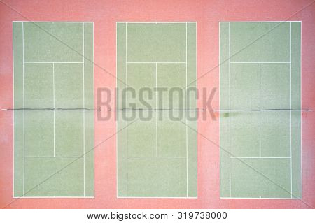 Tennis Clay Court Empty Aerial View From Above
