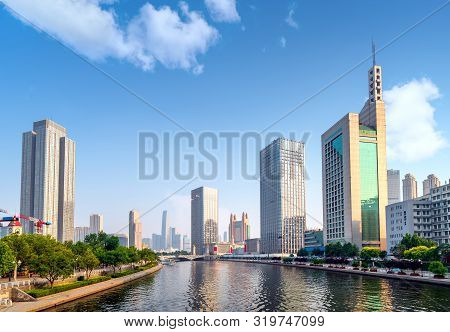Architectural Landscape On Both Sides Of Haihe River, Tianjin, China