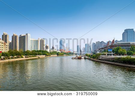 Architectural Landscape On Both Sides Of Haihe River, Tianjin, China
