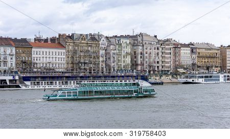 Budapest, Hungary, 03 16 2019 The Legenda Ship Passes Along The Danube In Budapest