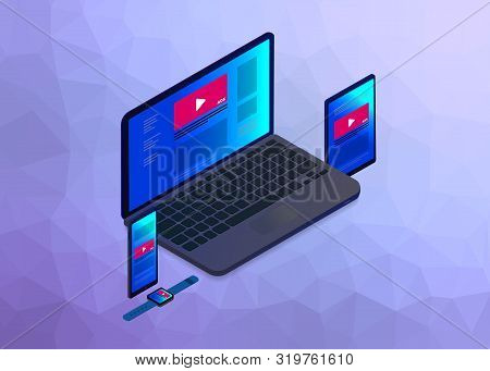 Programmatic Native Advertising And Targeting Marketing. Cross-device And Multi Target Audience Ads 