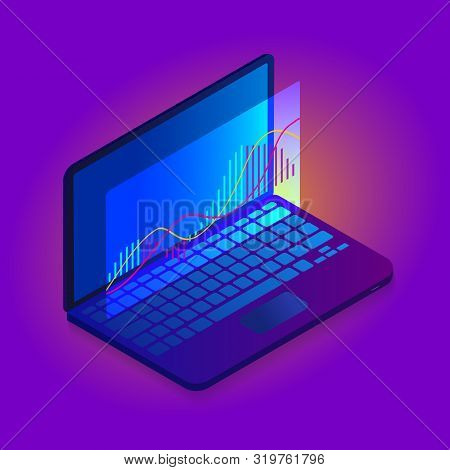 Macd Indicator Technical Analysis Vector Isometric Icon. Stock And Cryptocurrency Exchange Graph, Fo