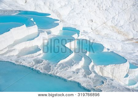 Pamukkale, Natural Pool With Blue Water, Turkey Tourist Attraction