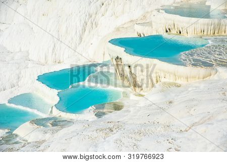 Pamukkale, Natural Pool With Blue Water, Turkey Tourist Attraction