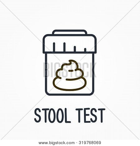 Stool Or Excrement Test Icon - Laboratory Testing Service And Medical Analysis, Line Style