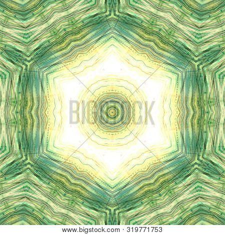 Green Mandala Kaleidoscopic Design Somewhat Reminding Dollar Bill Banknote