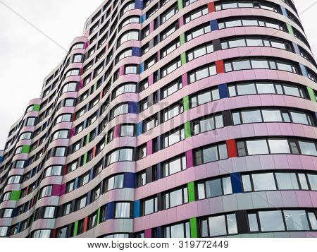 Yekaterinburg, Russia - August 13, 2019: Multi-storey Residential Complex Of Different Colors In Yek