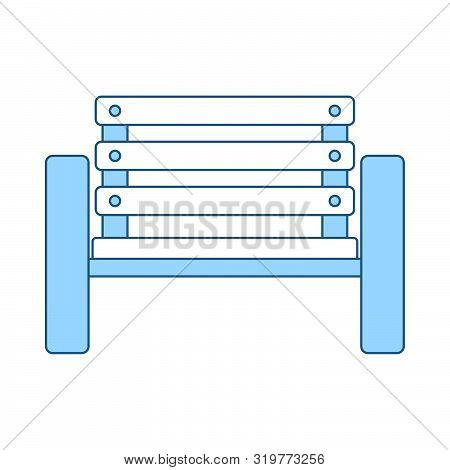 Tennis Player Bench Icon. Thin Line With Blue Fill Design. Vector Illustration.