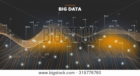 Analysis Concept. Statistic Background. Big Data Background. Neon Particle Motion. Orange Statistic 