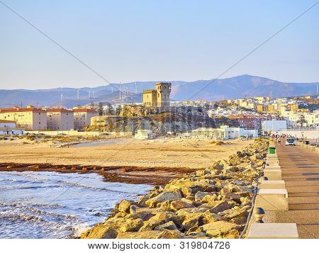 Tarifa, Spain - June 27, 2019. Playa De Los Lances Beach, The Southernmost Point Of Continental Euro