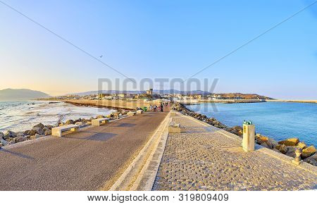 Tarifa, Spain - June 27, 2019. Playa De Los Lances Beach, The Southernmost Point Of Continental Euro
