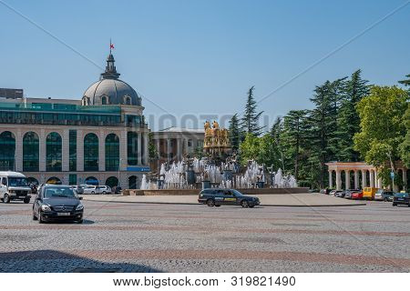 Kutaisi, Georgia - 21.08.2019: View To Colchis Fountain And Central Square Of Kutaisi.