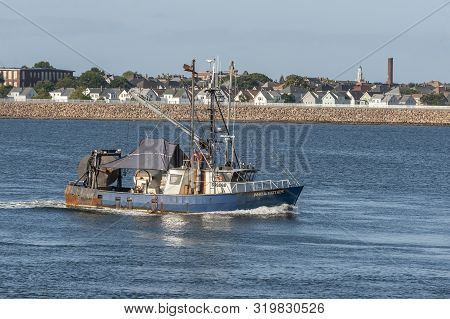 New Bedford, Massachusetts, Usa - August 26, 2019: Commercial Fishing Vessel James & Matthew, Hailin