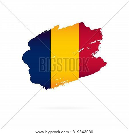 Flag Of Chad. Vector Illustration On A White Background. Brush Strokes Are Drawn By Hand.