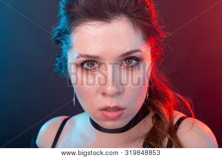Halloween, Holidays And Carnival Concept - Vamp Woman In Gothic Style.