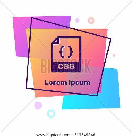 Purple Css File Document. Download Css Button Icon Isolated On White Background. Css File Symbol. Co