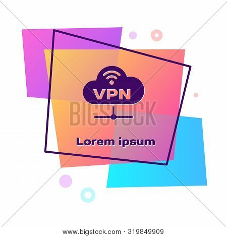 Purple Vpn Network Cloud Connection Icon Isolated On White Background. Social Technology. Cloud Comp
