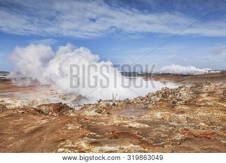 Gunnuhver Hot Springs And Reykjanes Geothermal Power Station, Reykjanes Peninsual, Iceland