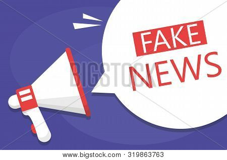 Fake news announcement through the megaphone. Propaganda in media, disinformation and false information vector isolated.