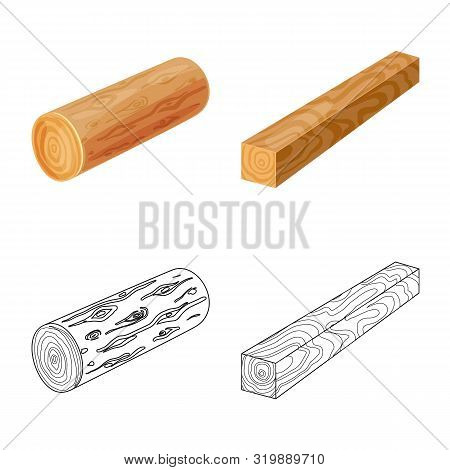 Vector Illustration Of Tree And Raw Icon. Set Of Tree And Construction Vector Icon For Stock.