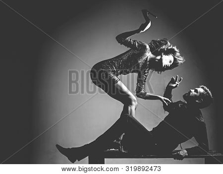 Married Couple And Married Problems Concept. Dont Touch My Body. Woman And Her Boss. No Harass Women