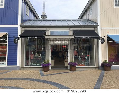 Lelystad, The Netherlands - September 1, 2019: Entrance Of Tumble And Dry Outlet Store In Batavia St