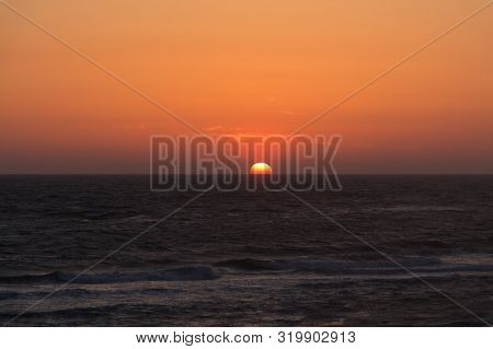 A Very Colorful Sunset On The Sea. Summer Sunset. Amazing Sunset.