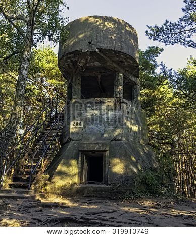 Hel, Pomerania, Poland - August 27: Old Polish Bunker On The Coast On August 27, 2019 In Hel, Pomera