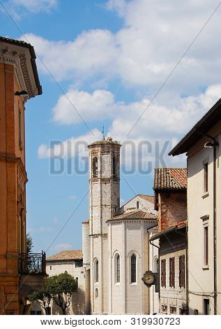 Medieval Church Of San Francesco (saint Francis) Bell Tower With Clouds, Erected In The 14th Century