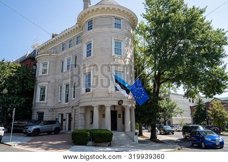 Washington, Dc - August 8, 2019: Exterior Of The Estonia Embassy Along Embassy Row In Dupont Circle 