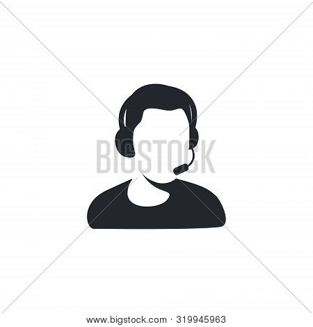 Call Center Support Icon Symbol Vector. Young Businessman At The Call Center. Male Customer Services