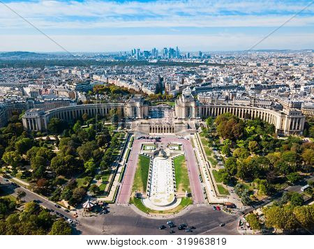 Palais De Chaillot Is A Building At The Top Of The Chaillot Hill In The Trocadero Area In Paris, Fra