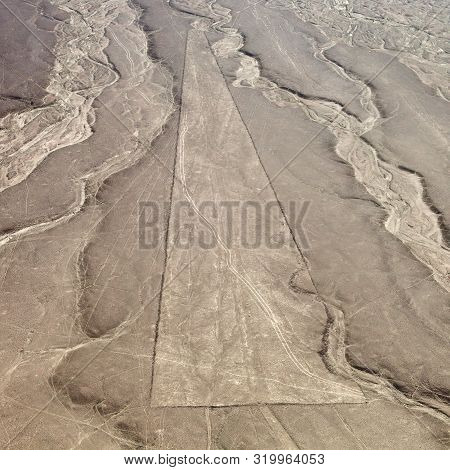 Nazca Or Nasca Mysterious Lines And Geoglyphs Aerial View, Landmark In Peru