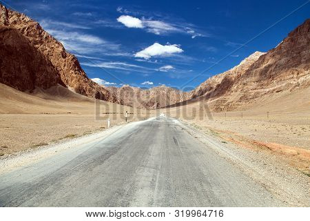 Pamir Highway Or Pamirskij Trakt. Landscape Around Pamir Highway M41 International Road, Mountains I