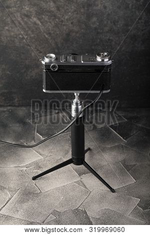 Vintage Lamp Made By Me From The Old Soviet Film Camera Kiev-2a, Contax Ii Released In 1957 On A Bla