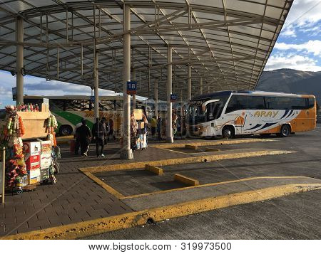 Quito - Ecuador, 22-9-2019: Main Platform In Quitumbe From Where The Buses Leave