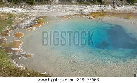 Wide Shot Of Silex Spring In Yellowstone
