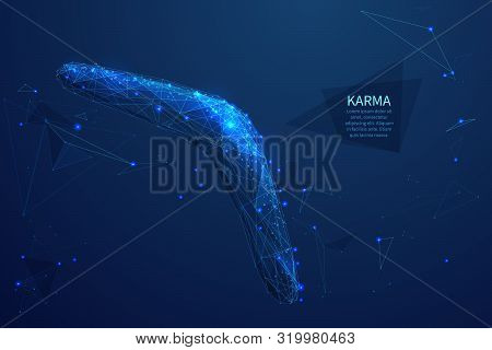 Karma Low Poly Art Illustration. 3d Polygonal Boomerang. Philosophy Principle Concept With Connected