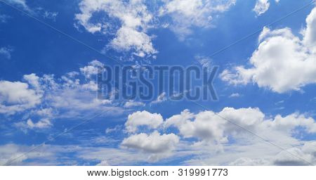 Stratocumulus White Clouds In The Blue Sky Natural Background Beautiful Nature