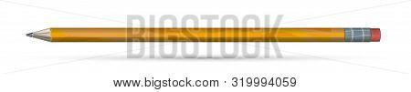 Realistic Pencil With Elastic Isolated On White Background. Vector Illustration
