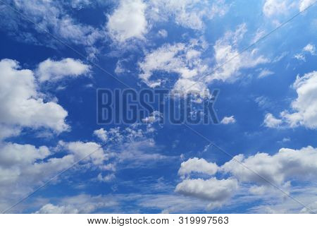 Stratocumulus White Clouds In The Blue Sky Natural Background Beautiful Nature