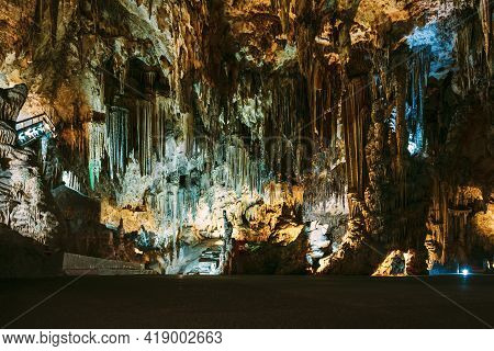 Nerja, Malaga Province, Andalusia, Spain. Cuevas De Nerja - Famous Caves. Different Rock Formations,