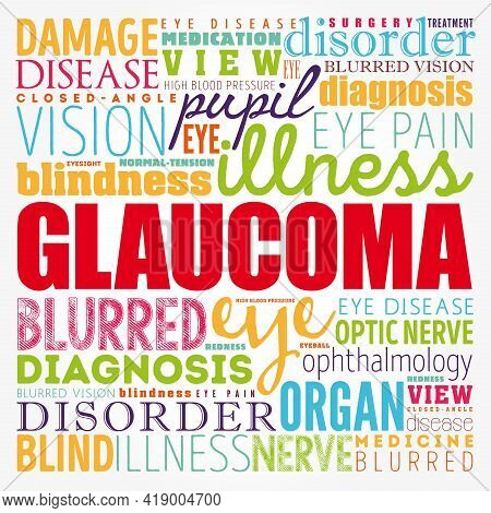 Glaucoma Word Cloud Collage, Medical Concept Background