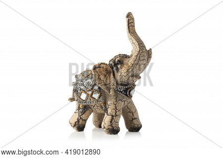 Figurine, Souvenir, Statuette, Elephant Isolated On White Background.