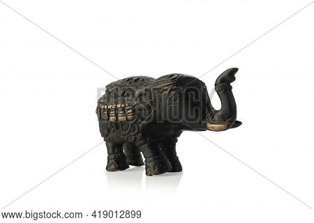 Figurine, Souvenir, Statuette, Elephant Isolated On White Background.