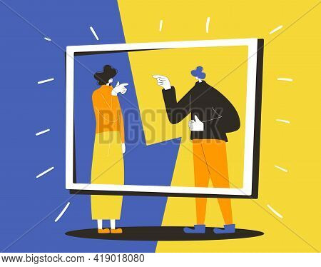 Conflict. Adult Man Vs Woman Concept. Pair Of People During Argument. Quarrel Concept. Bad Relations