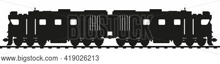 Double Headed Diesel Locomotive. Flat Style Vector Illustration Isolated On White Background.
